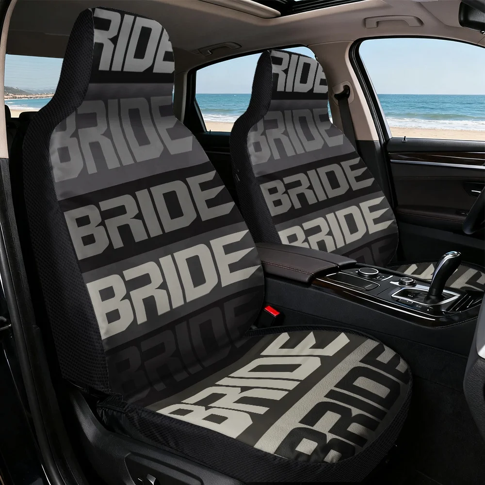2 fundas para asientos de vehículo con patrón de texto llamativo BRIDE |   Duradero, ajuste universal, cómodo, lavable a máquina, fácil instalación, Sui