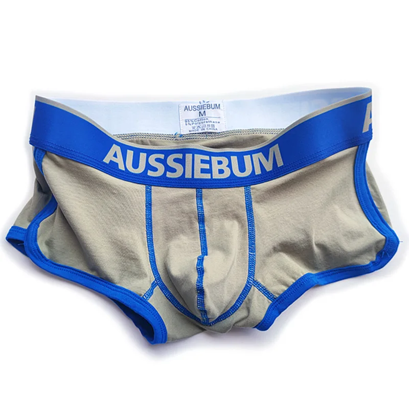 AUSSIRBUM men\'s boxers Fashion trend Preppy cotton U convex design underwear preppy Youth stretch jockstrap shorts