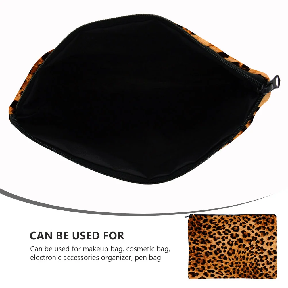 Bolsa cuadrada, bolsa de almacenamiento, maquillaje de mano para mujer, bolsas de poliéster con estampado de leopardo de viaje