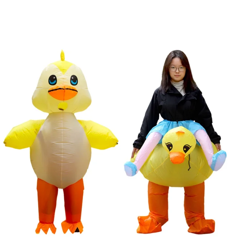 Adult Yellow Duck Inflatable Suit Standing Style Cycling Style Two Options Cartoon Duck Doll Party Funny Coswear