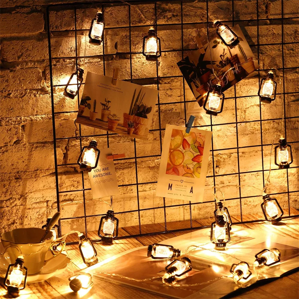 Lantern String Lights 80 LED Lights Mini Vintage Christmas Halloween Decorative Kerosene String Lights Patio Garden Home 484