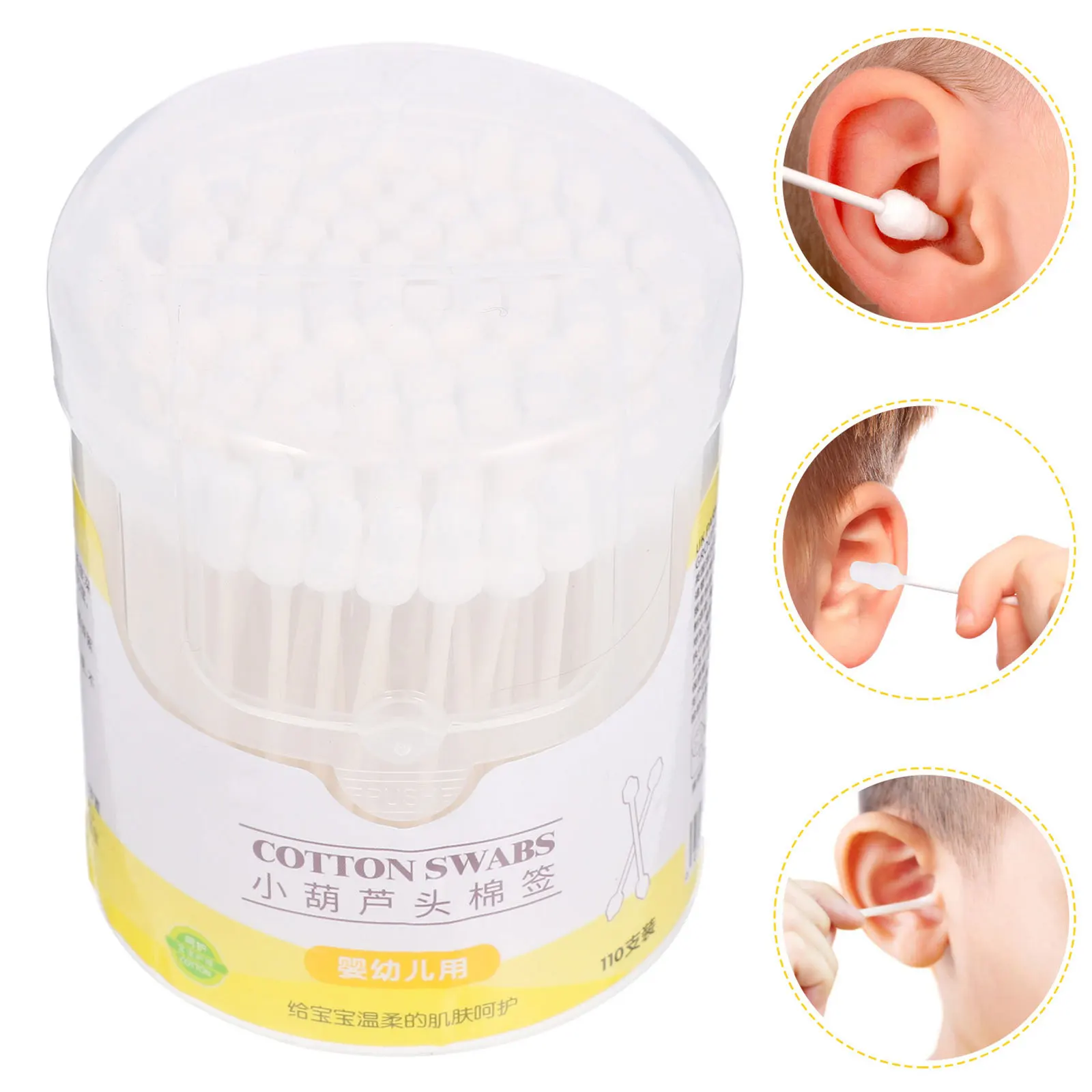 

110 pcs Baby Cotton Swabs 1 Box Eco-Friendly Paper Handle Cotton Buds For Kids Newborn Care Cleaning Tool Ear Nose Beauty