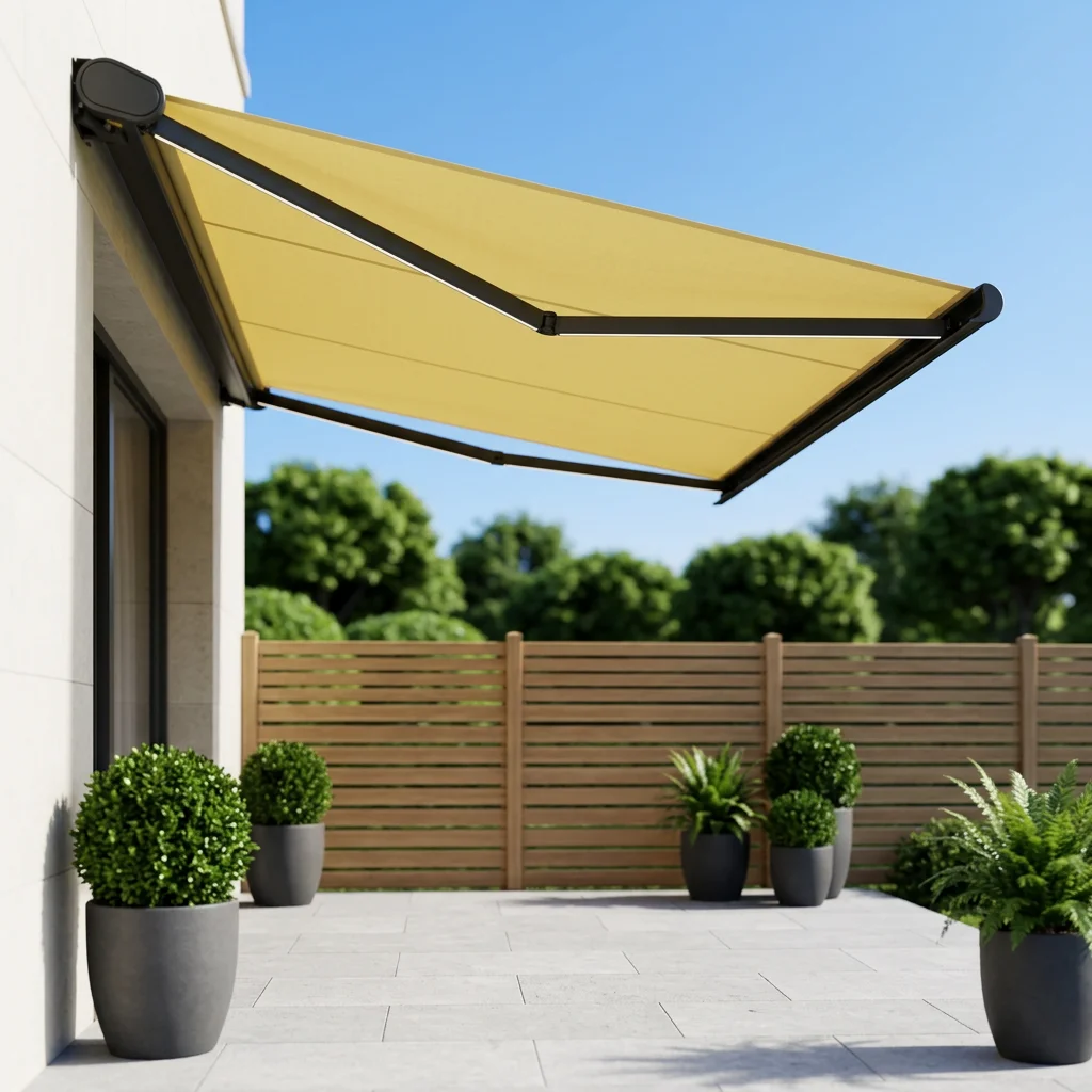 

Electric Retractable Sunshade Remote Control Aluminum Alloy Frame Cloth Sail Waterproof UV Protection 8m Projection All-in-One