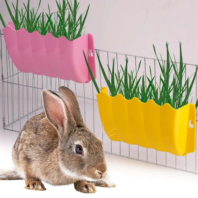 

Rabbit Pet Rack Feeder Plastic Food Dispenser Hay Manger Grass Storage for Guinea Pig, Rabbit, Chinchilla Grass & Food