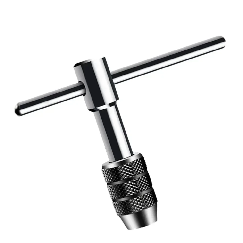 Llave de soporte de grifo de trinquete con mango en T plateado ajustable M3-M8 M5-M8 M6-Máquina rosca de tornillo enchufe métrico grifo en forma de T