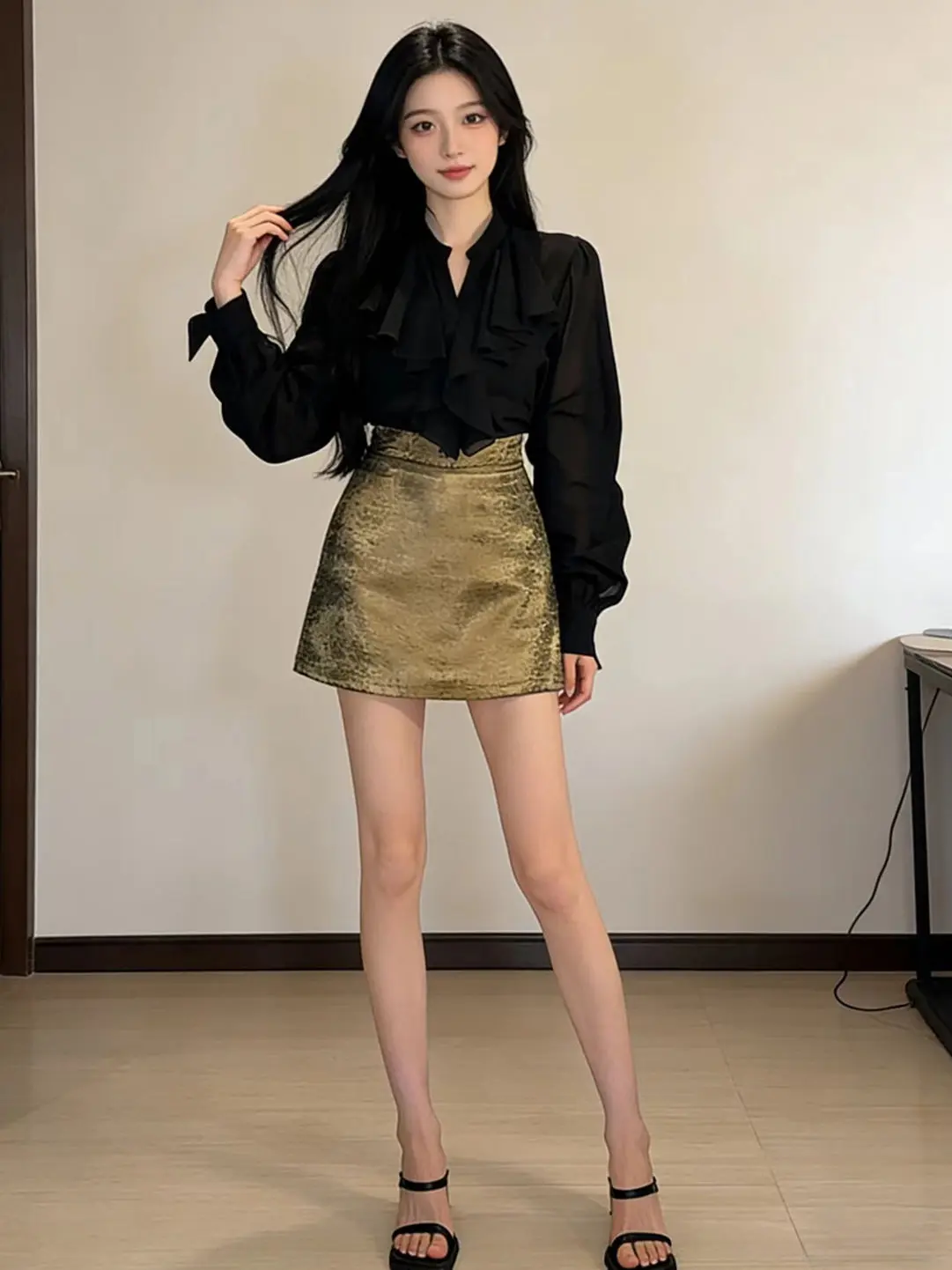 

Faionable Long Sve irt And High Waist Skirt Set Women's Spring 2026 High Waist Slimming Bodycon Trendy Outfit