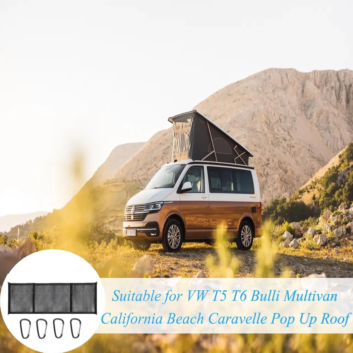 قافلة سقف النايلون شبكة تخزين صافي حقيبة أطقم لشركة فولكس فاجن T5 T6 شاطئ كاليفورنيا مولتيفان كارافيل بولي قافلة سقف خيمة حقيبة #2