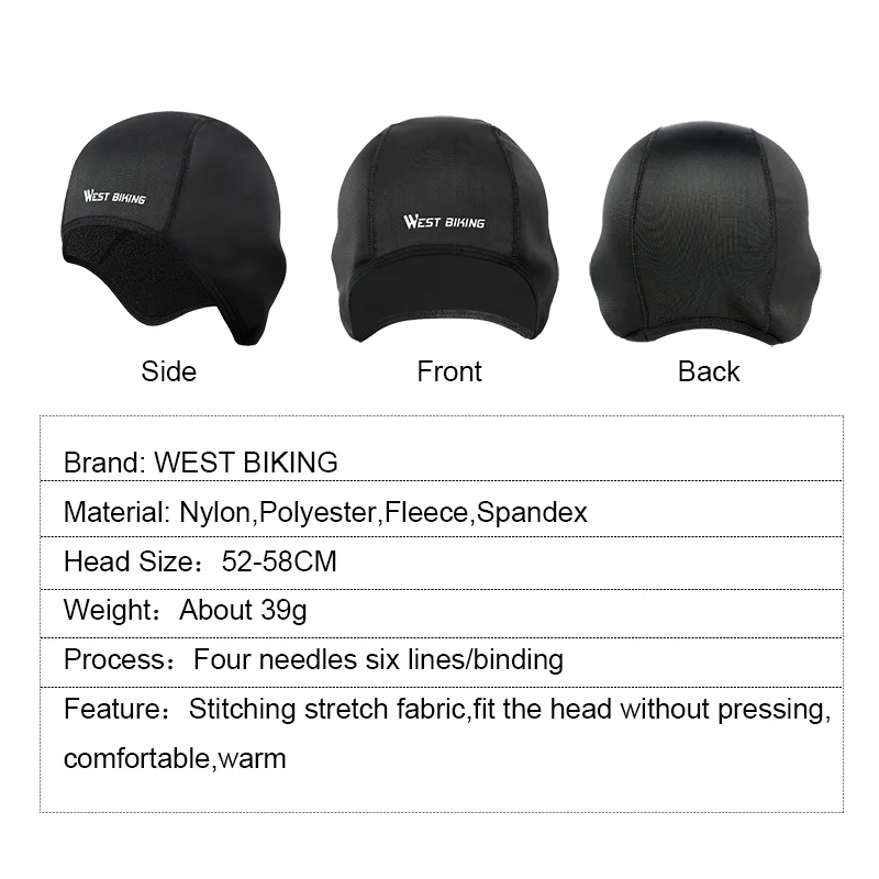 WEST BIKING Winter Windproof Cycling Cap Thermal Running Skiing Bicycle Motorcycle Hat Men Women MTB Road Earmuff Caps Headwear