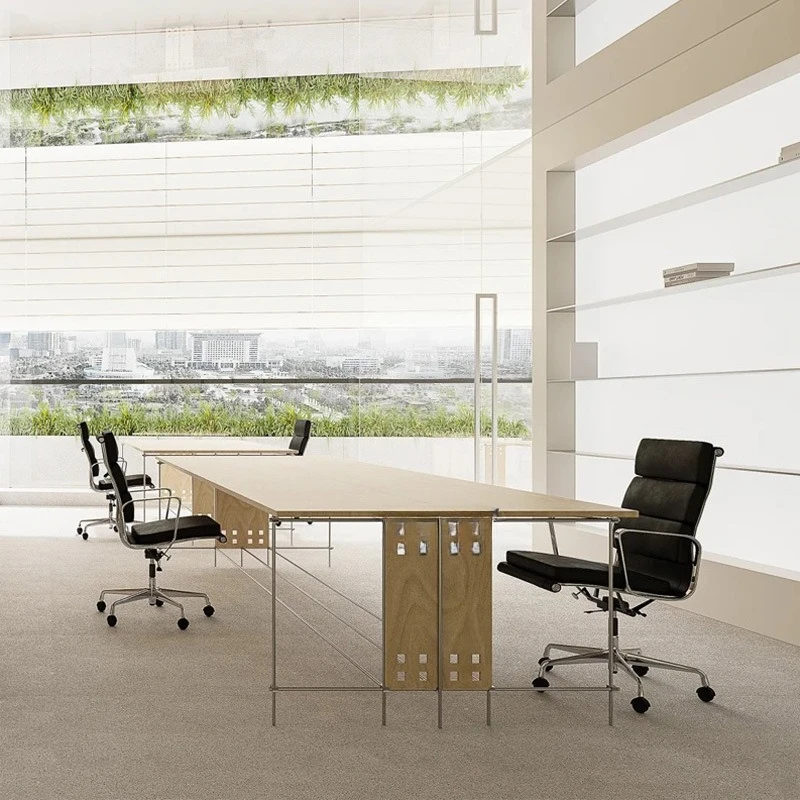 

Stainless steel conference table long simple modern optical axis desk hole board computer