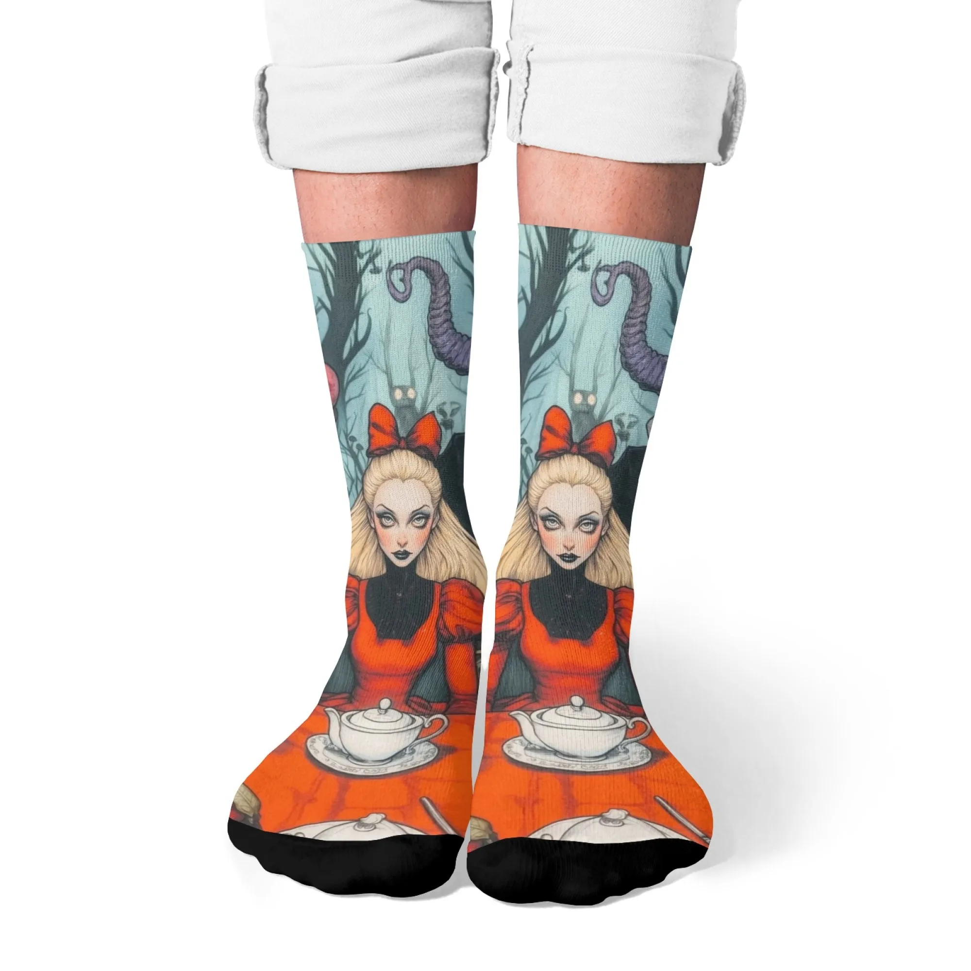 Lässige Socken mit Monster- und Mädchenmotiv, bequem, atmungsaktiv, rutschfest, Damensocken, Neuheit, Harajuku, Street-Crew-Socken, lustiges Geschenk