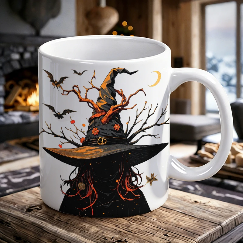 

1PCS Dark Silhouette Witch Ceramic Cup, Coffee Cup, Milk Cup, Office Tea Cup, Drinking Cup, Fade-Resistant, Gift for Friends