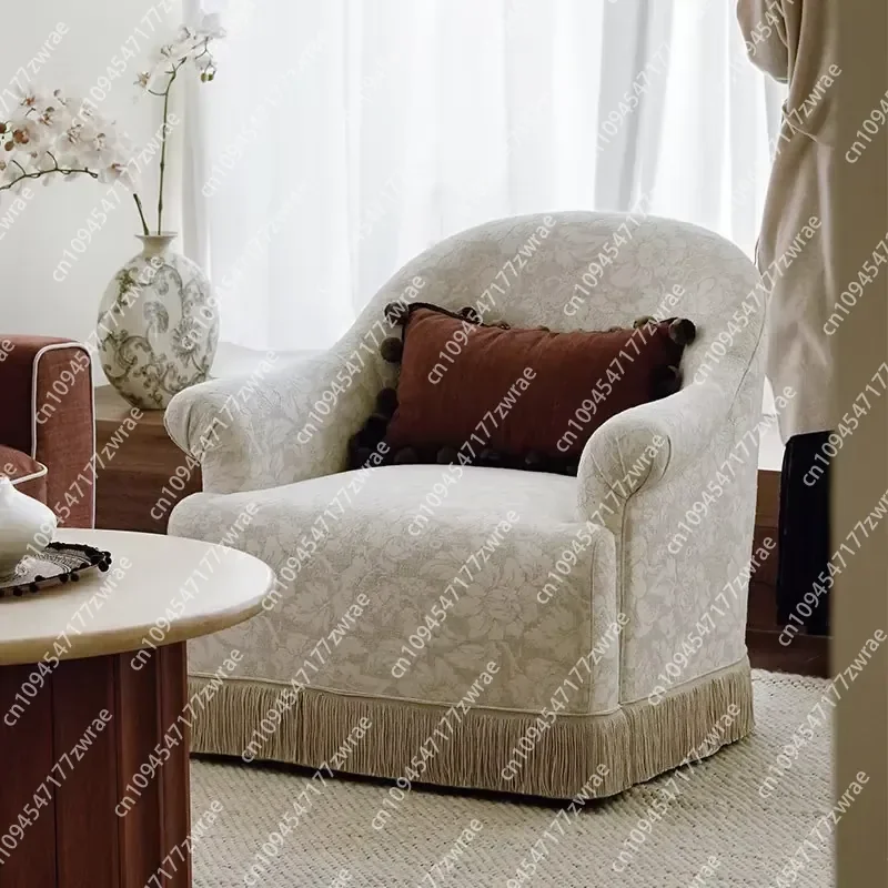 A184 Shell PU French Retro Vintage Style Single Sofa Chair for Living Room Small Apartment Home Furniture