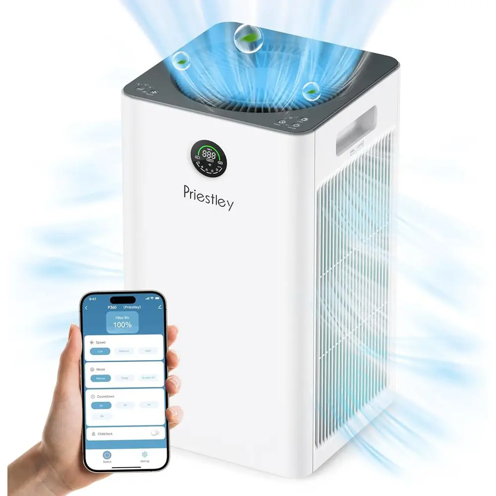 

Очиститель воздуха для больших помещений до 1500 кв. футов, с интеллектуальным управлением, True HEPA-фильтр, удаляет 99,97% пыли и вредных частиц.