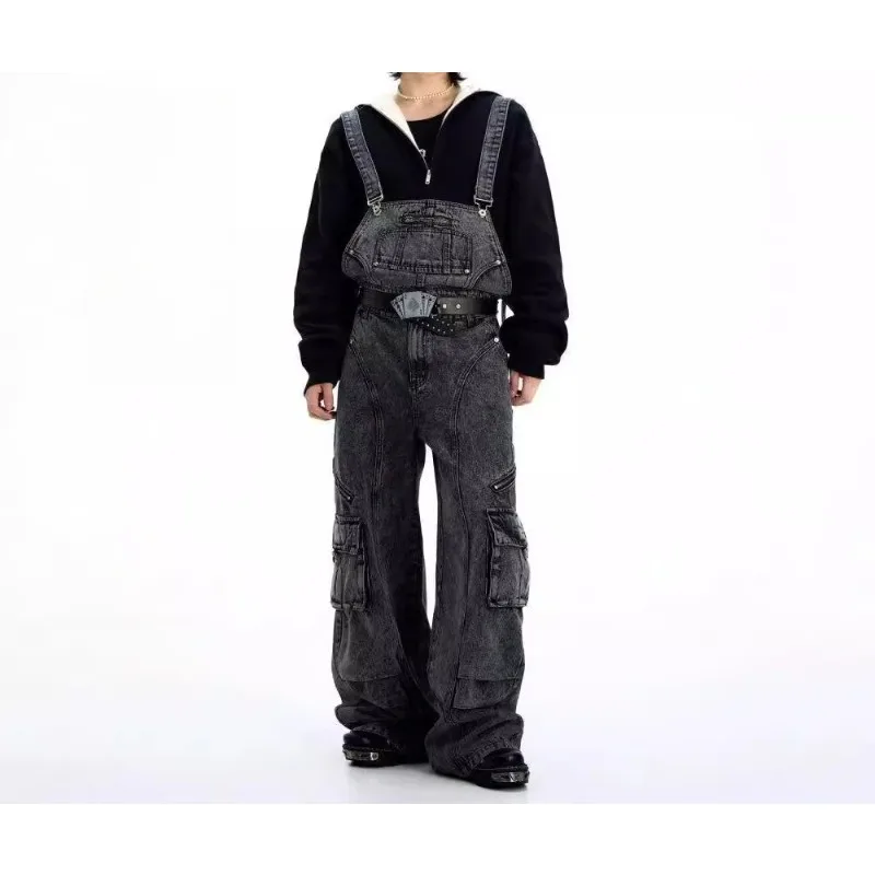 

Minority Functional Style Jeans American Retro Strap Design Jeans