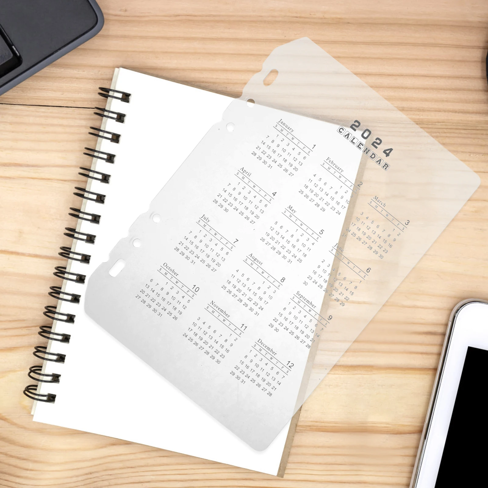 

2 Pcs Calendar Divider Binder Separator PP White Stackable Household A5 2024 Planner Transparent Fadeless Portable Notebook