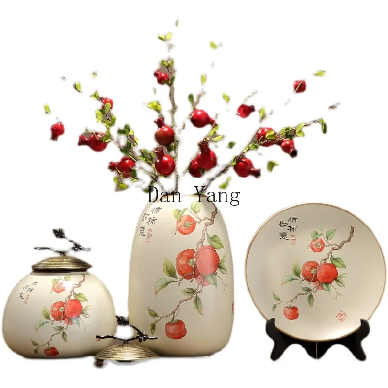 

DY persimmon Ruyi ceramic vase ornament entrance decorative TV cabinet new Chinese antique home