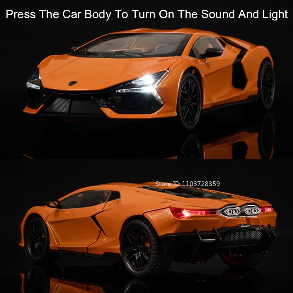 1:24 Revuelto Model Toy Sports Cars Alloy Diecast Countach LPI800-4 Supercars Sound Light Doors Opened Pull Back for Boys Gifts
