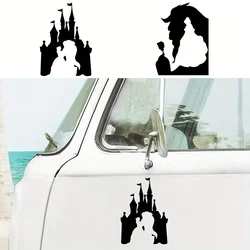 Princess Bell Beauty and Beast Silhouette Vinyl Sticker For Car Window Door Bumper Decor Cute Cartoon Decals For Girls Car Decor