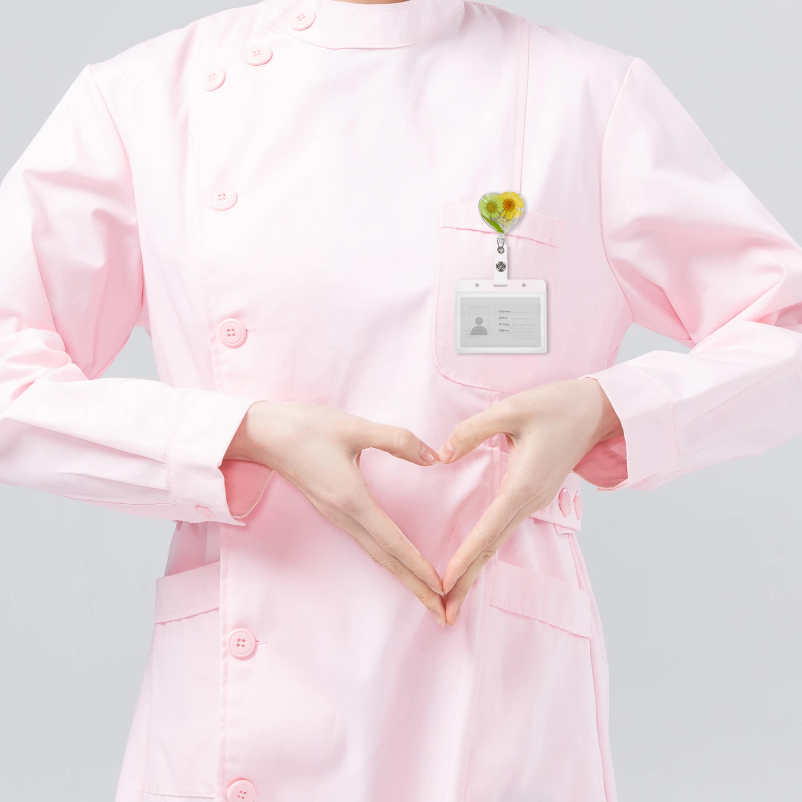 

Christmas Reel Retractable Id Holder Clip Green Leaves Nurse Badge ABS Resin Floral Easy Pull Office Teacher Heart Shaped