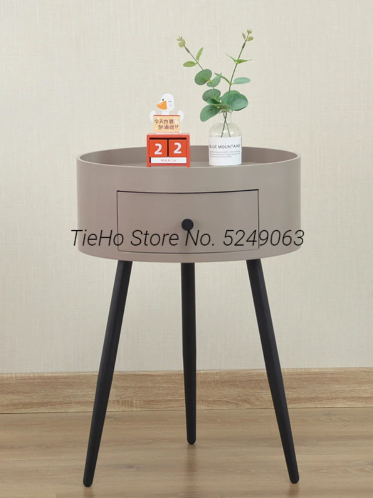 Nordic Style Three Legs Bedside Table Bedroom Wooden Nightstand Light Luxury Simple Small Round Table Desk Lockers Coffee Table