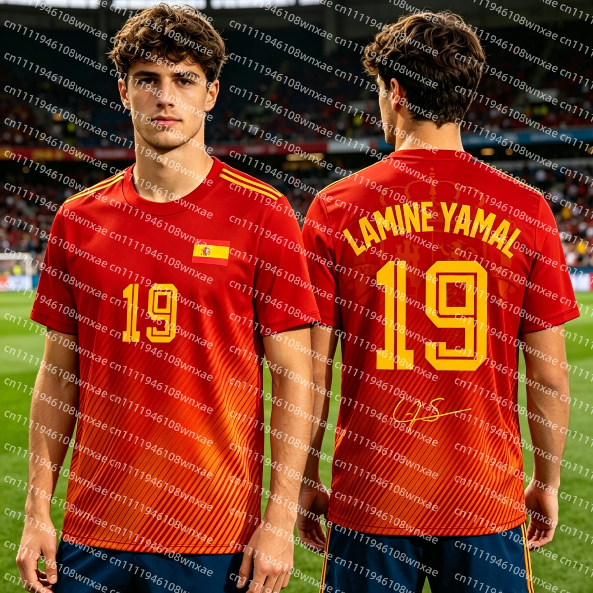 Explosions Spain NO.19 Fußball Schnelltrocknendes T-Shirt Alle Größen Kurzarm O-Ausschnitt Fußball Yamal Fans Cheer Jersey – Detail 4