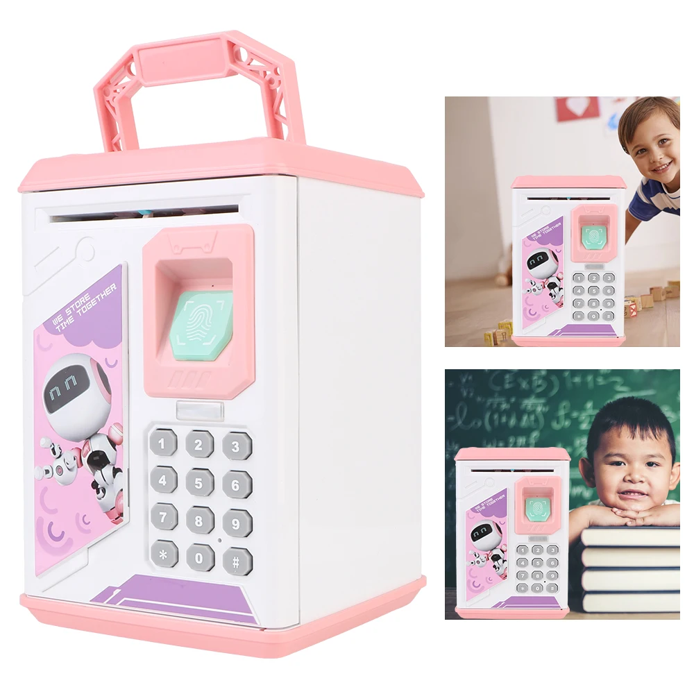 

Christmas Gift For Kids Automatic Deposit ATM Password Money Box Fingerprint Piggy Bank Electronic Cash Coins Saving Bank