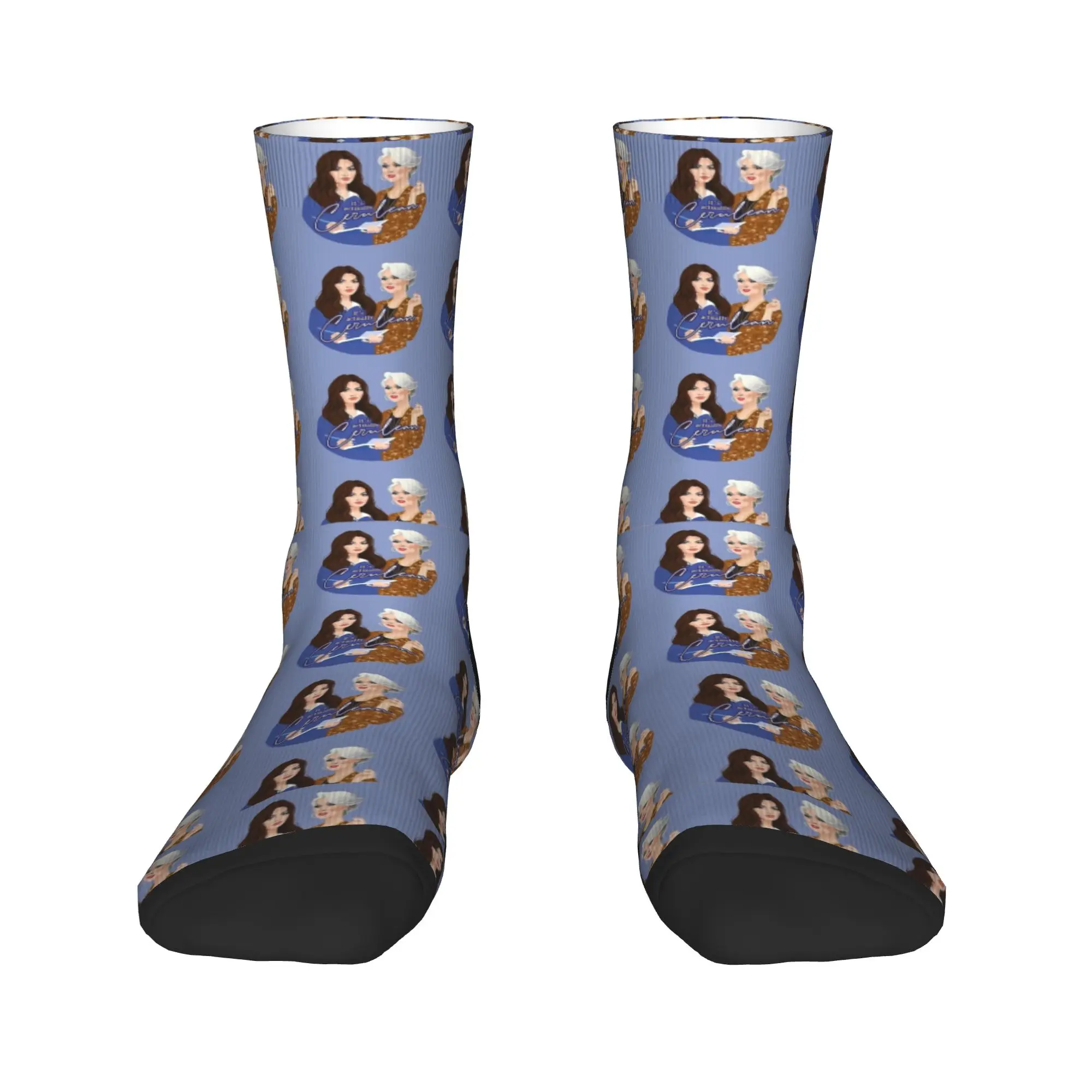 It's actually cerulean The Devil Wears Movie Stockings Harajuku Socks Men's Medium Socks Spring Running Graphic Non Skid Socks