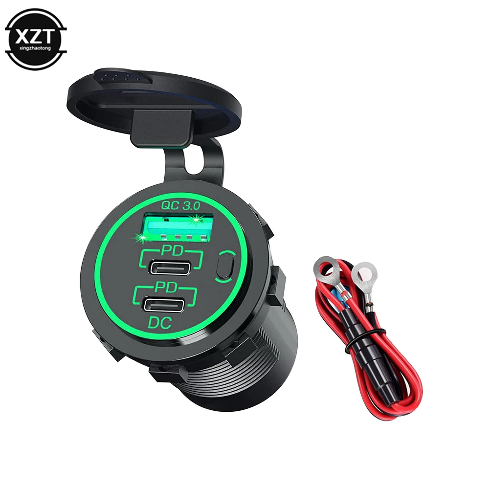 

Dual 20W PD 3.0 Type-C and 18W QC 3.0 Car Charger New USB Outlet Fast Car Charger Newest 58W Lengthened RV USB Outlet 12V Socket