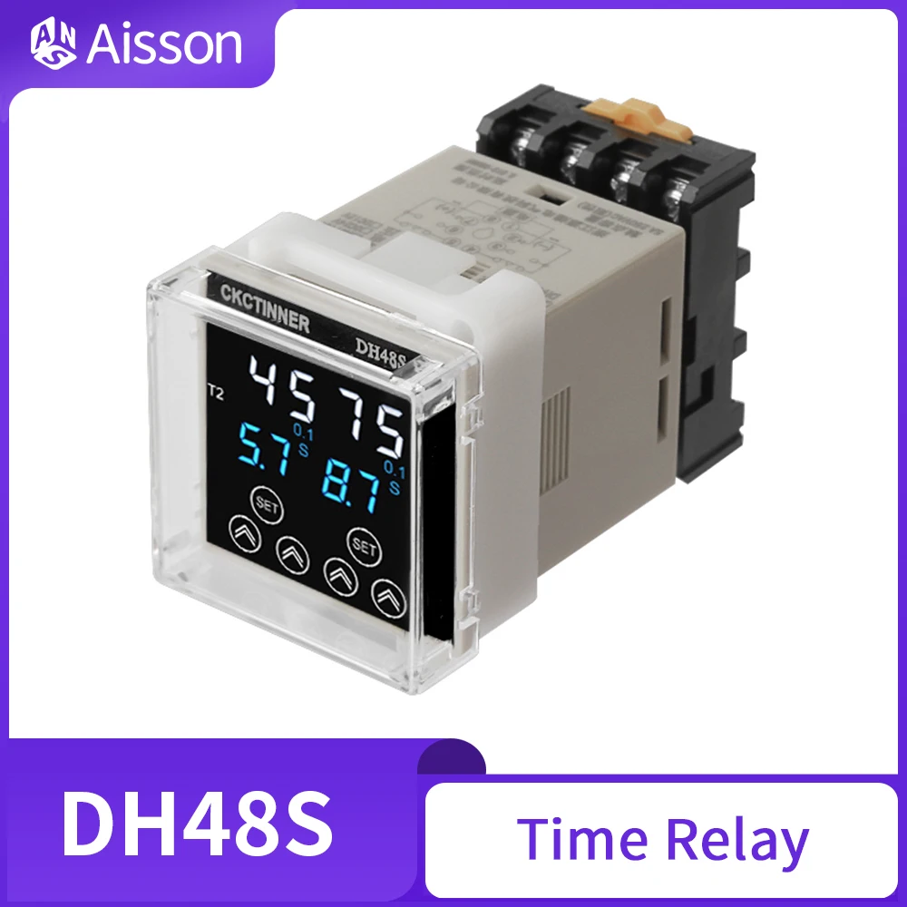 Nowy DH48S cyfrowy przekaźnik czasowy opóźnienia precyzyjny programowalny cykl DH48S-S 1Z 2Z seria AC220V DC24V DC12V z podstawą gniazda