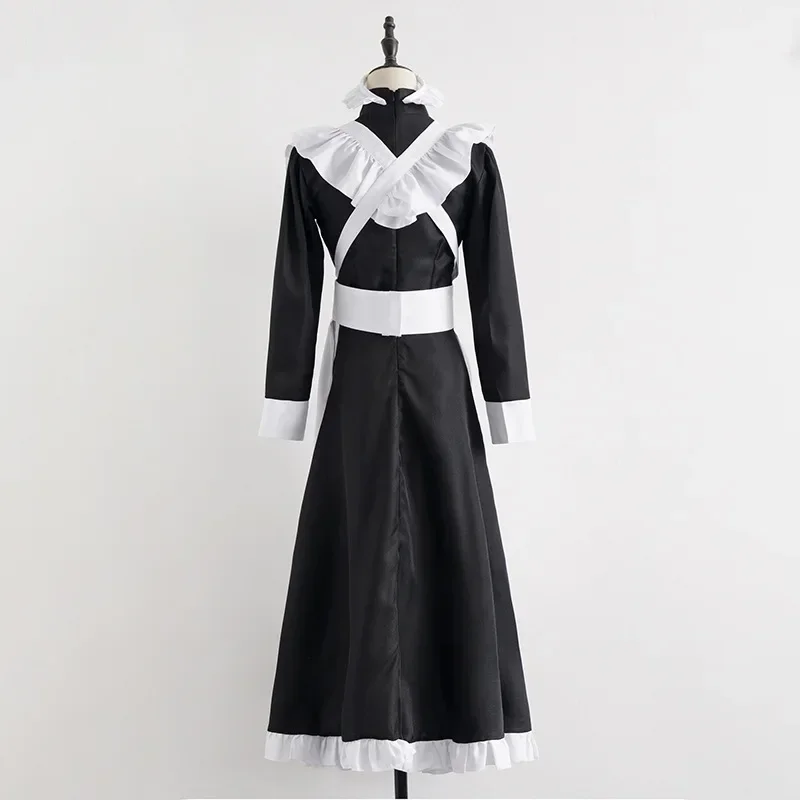 Classic Black White Maid  British Style Pearl Thread Long Coffee Shop Maid Dress Home Holiday  COSPLAY Men's  Women's Clothes view 4