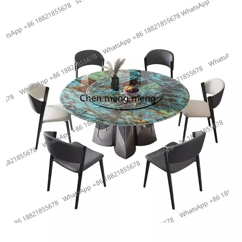 C6601 طاولة طعام فاخرة ومشرقة من ألواح الصخور وكرسي مجموعة حديثة وبسيطة لغرفة المعيشة حجر فائق البلورات مع تور