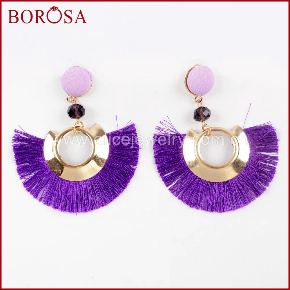 

Bohemian 10Pairs Gold Plated Tassel Dangle Earring for Women Fashion Colorful Tassel Drop Earrings for Women Unique Jewelry