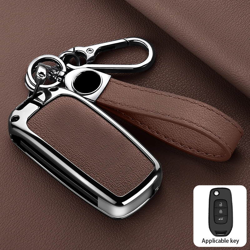 Car key holder for Renault 2015-2021 Kadjar Captur Megane Koleos Fluence 3-button folding remote control protective case