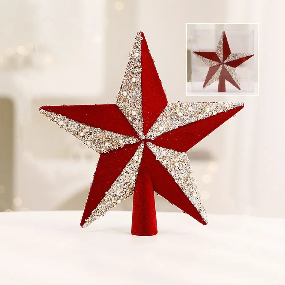 

Colorful Christmas Tree Topper Star Plastic Glitter Tree Topper Pentagram Reusable Christmas Tree Ornament Holiday Festive