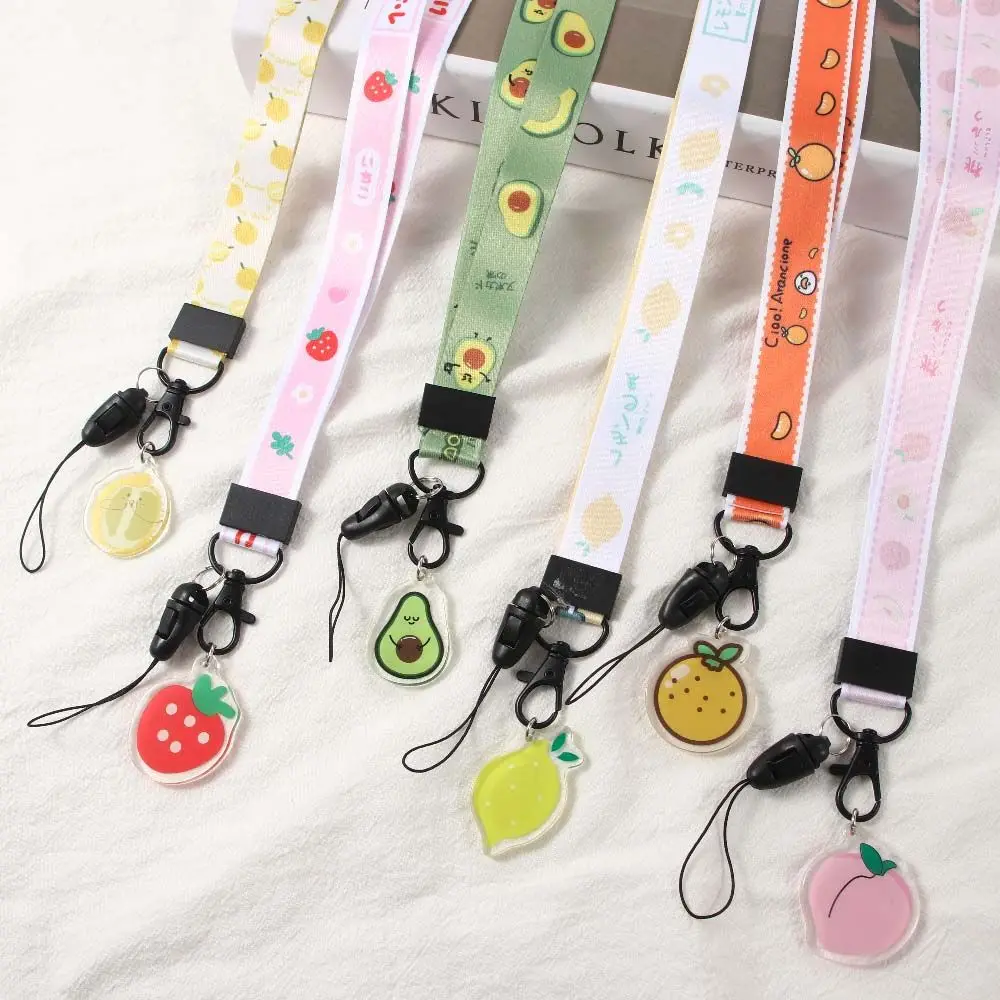 

Cute Fruit Lanyard For Keys Cute Lemon Phone Straps ID Card Pass Gym USB Badge Holder Keychain Lanyards Neck Straps