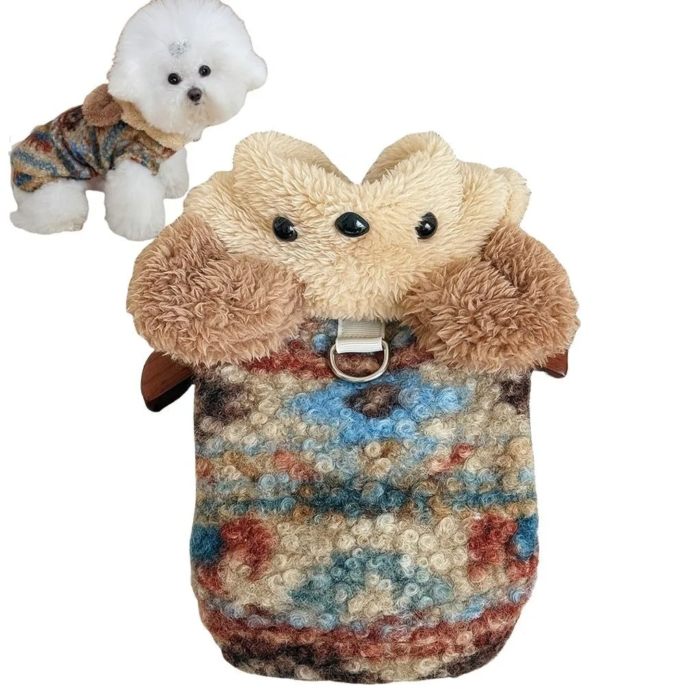 Cute Bear Pet Dog Clothes Thickened with Warm Jacket Puppy Clothes Vest Winter Warm Cat Clothes Teddy Bear Coat Pet Supplies