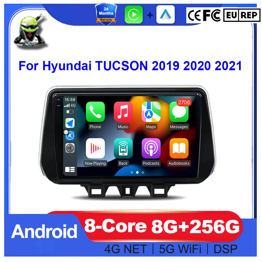 10 дюймов для Hyundai TUCSON 2019 2020 2021 Android авто беспроводной Carplay автомобильный радиоприемник мультимедийный Головной блок GPS навигация 5G WIFI Stero