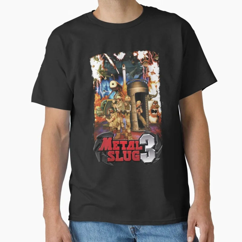 

80s Shooting War Video game Metal Slug 3 Pixel Arcade Machine Nostalgia Old school Gaming Gift T shirt Large size Tops