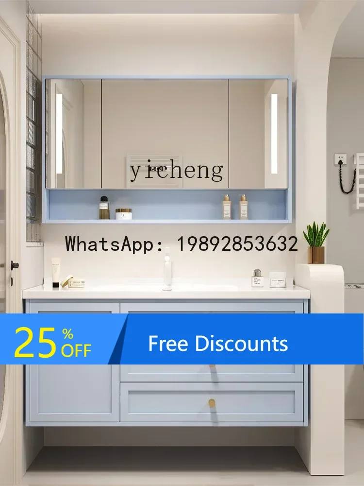 

LYY Bathroom Cabinet Combination Ceramic Whole Washbin Rubber Wood Paint Washstand Wash Basin