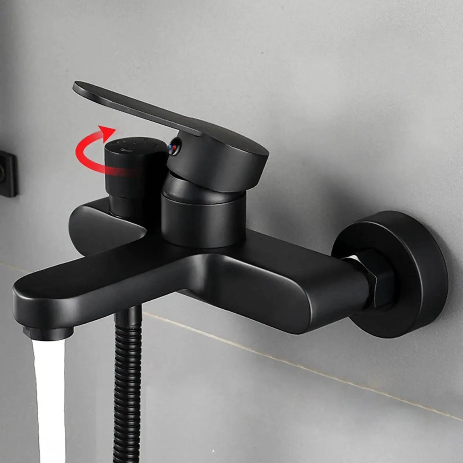 

Multifunctional Shower Faucets Wall Mounted Hot And Cold Mixer Tap Black Bathtub Side-Opening Triple Faucet Household