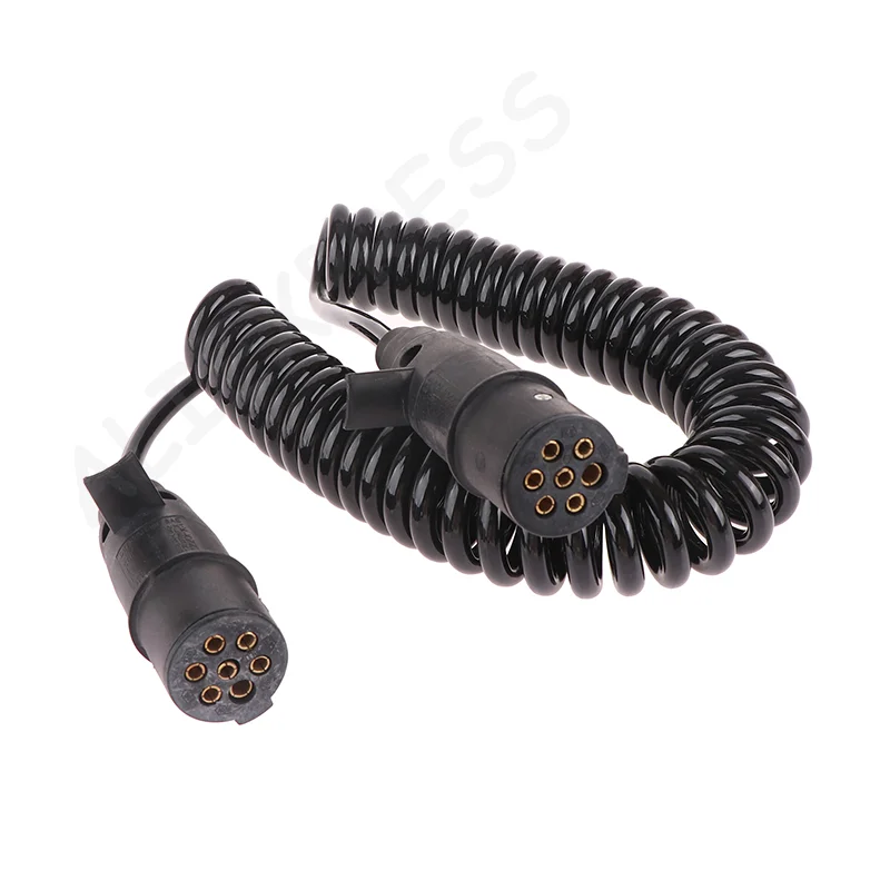 Semi-Truck Tractor Electrical Coiled Cable; 7-Way Trailer Breakaway Power Wire