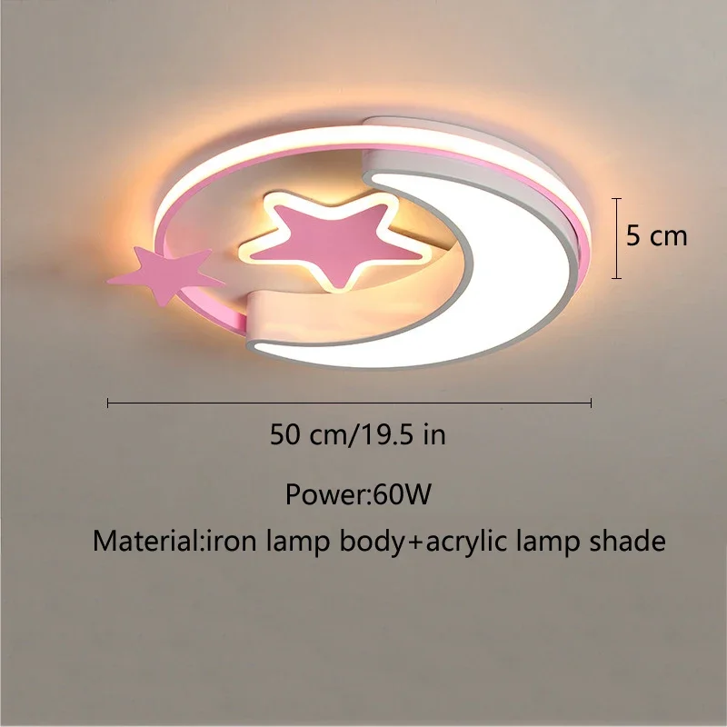 Imagem -04 - Lua e Estrela Led Luz de Teto Luminária para Quarto das Crianças Quarto do Bebê Lâmpada da Menina Iluminação Infantil