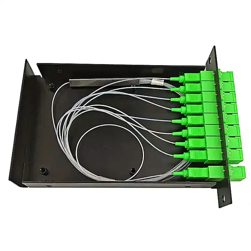 1x8 Singlemode Standard LGX Cassette Metal Box SC/APC for Rack FTTX Solution PLC Fiber Splitter