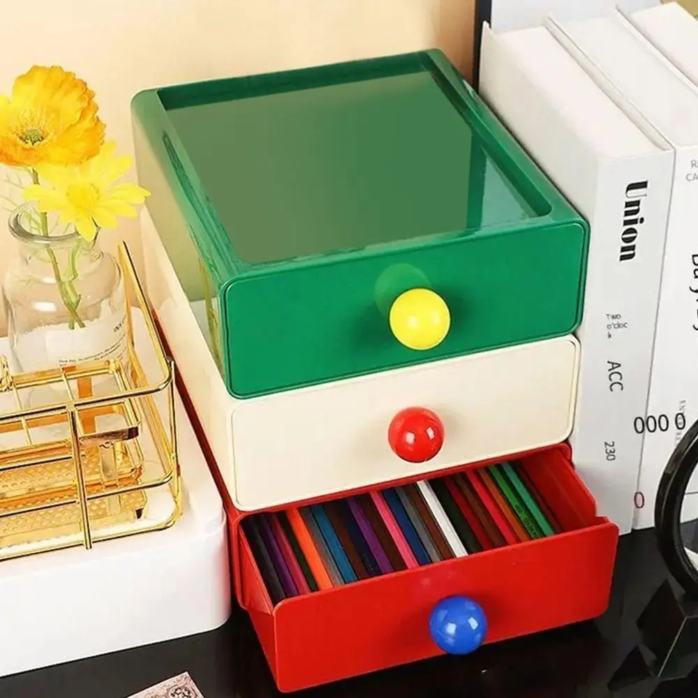 Scatola portaoggetti da scrivania di grande capacità Scatola portaoggetti per cosmetici impilabile antipolvere Scatole portaoggetti da tavolo per dopamina Cassetto Home Office