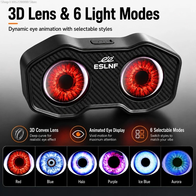 Bike Tail Light Devil Eye 6 Animation Modes LED Type-C Rechargeable Waterproof DIY for MTB Road Bike Motorcycle Night Riding