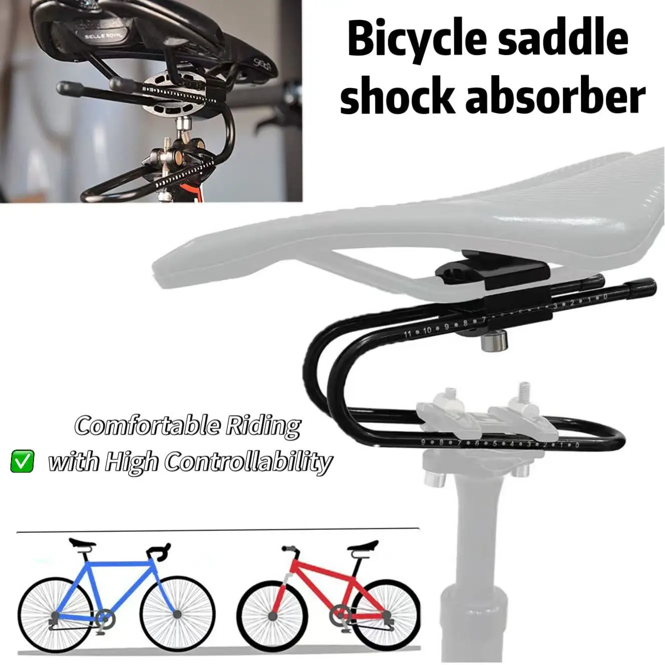Fahrradsattel-Aufhängungsvorrichtung Stoßdämpfer Mountainbike-Sattel Aluminiumlegierung Federstahl Komfort-Fahrradteile