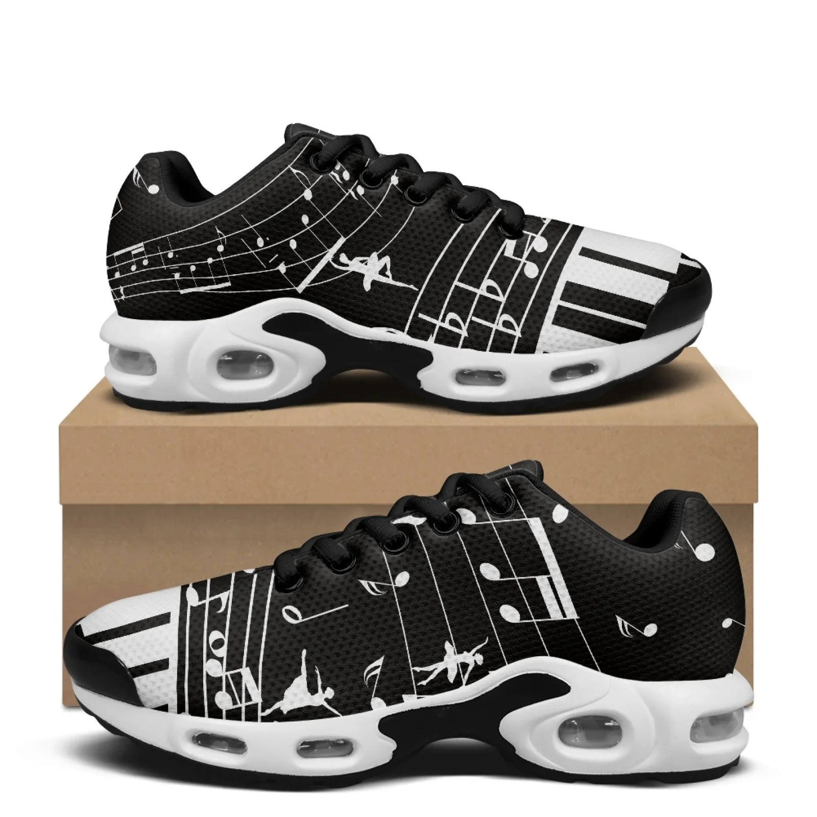 PENSTROLL Breathable Air Cushion Sneakers Fashion Lightweight Gym Training Walking Shoes for Work Men Music Notes and Dancer