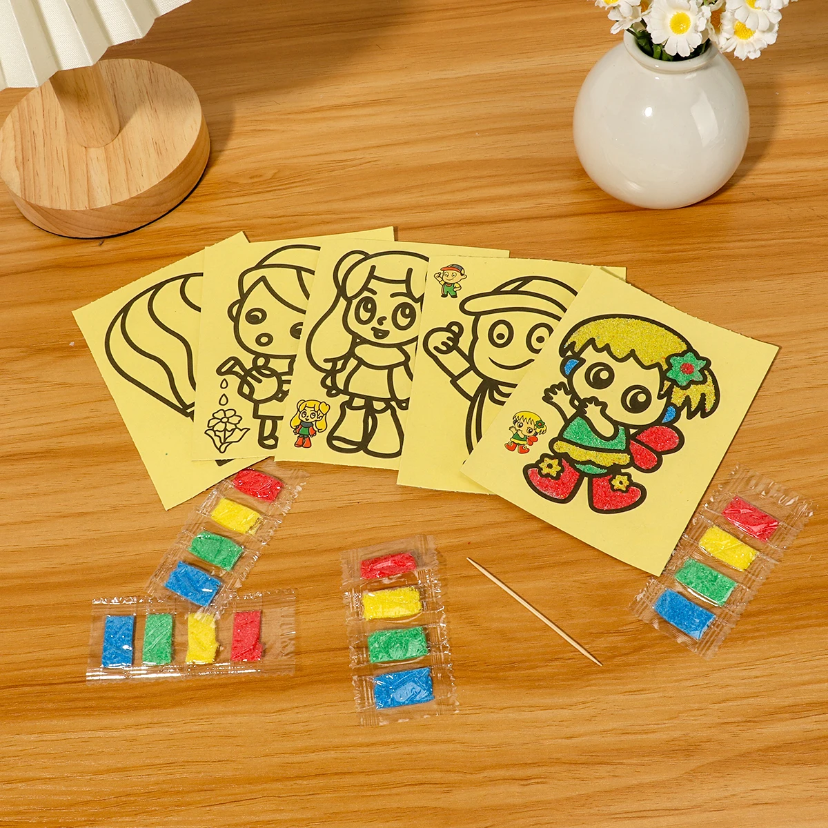 Childrens DIY Sand Art Kit Cartoon Doodle Gift Preschool IQ Craft Making Colorful Sand Art Toy 3 Sizes view 2
