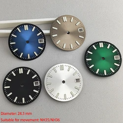 High Quality NH35/NH36 Dial Watch Dial Green Luminous Dial Suitable for NH35 NH36 Movement Watch Accessories Watch Repair S