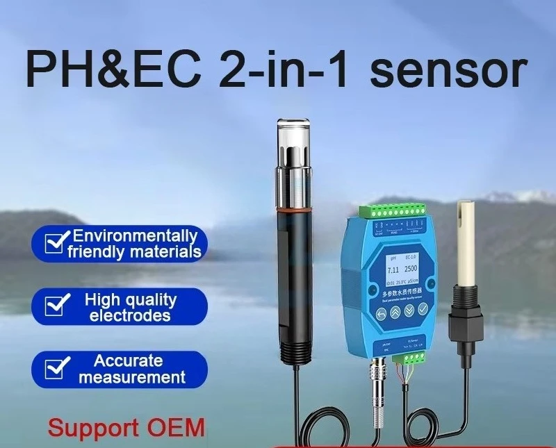 RS485 2 in 1 Industrial Submersible Integrated PH Conductivity Meter Multi-parameter Water Quality Sensor